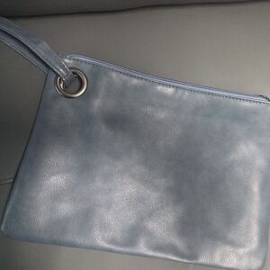 Elegant Blue Leather Clutch